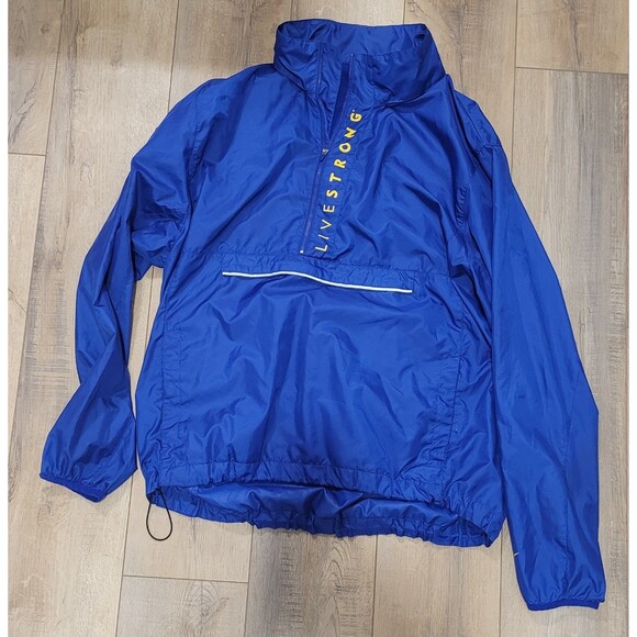 VTG NIKE LIVESTRONG Size XL 1/2 Zip Performance Jacket Pullover Windbreaker Blue - Picture 1 of 5
